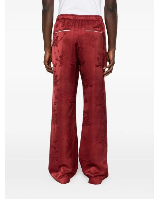 Amiri Red Floral Jacquard Trousers for men