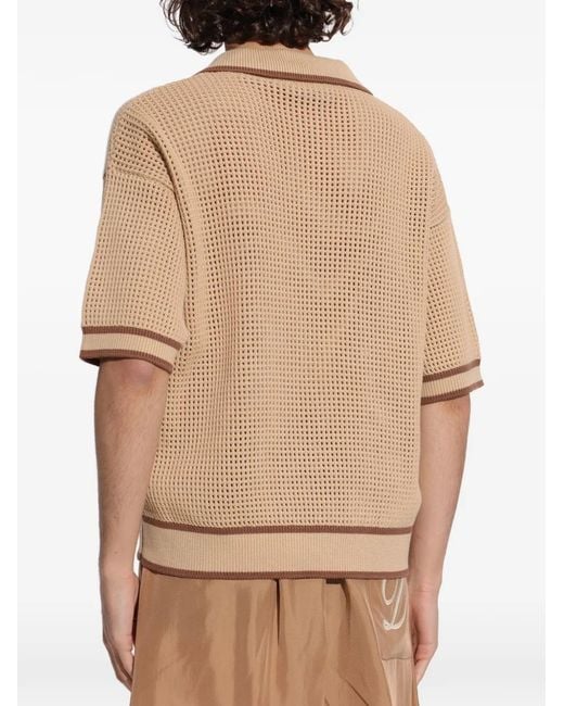 DSquared² Natural Open Knit Embroidered T-Shirt for men
