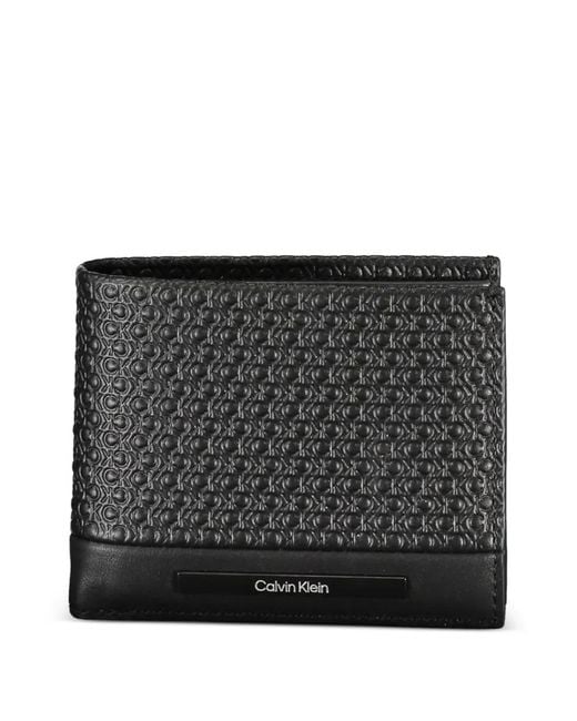 Calvin Klein Black Monogram-Embossed Leather Wallet for men