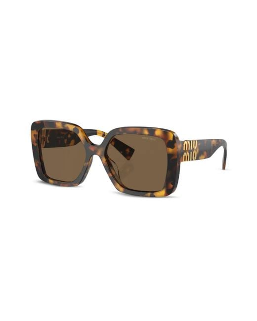 Miu Miu Brown Tortoiseshell-Effect Oversize-Frame Sunglasses