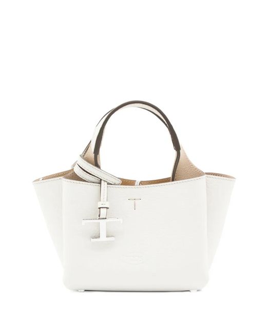 Tod's White Micro Leather With Removable Shoulder Strap Bags