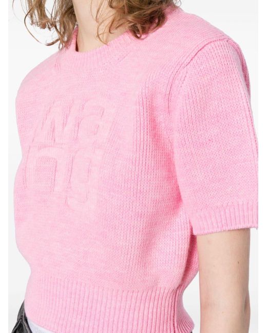 Alexander Wang Cropped T-shirt in het Pink