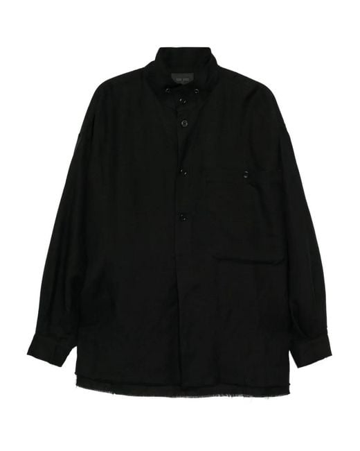 TEAM WANG design Black Draped Acceptance Shirt