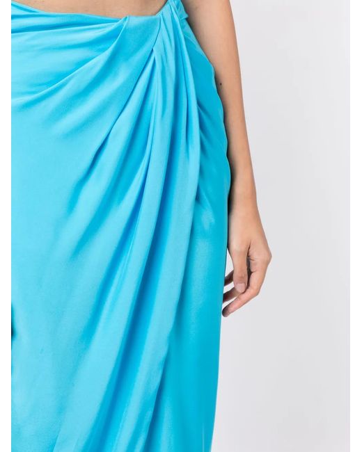 GAUGE81 Blue Paita Draped Silk Maxi Skirt