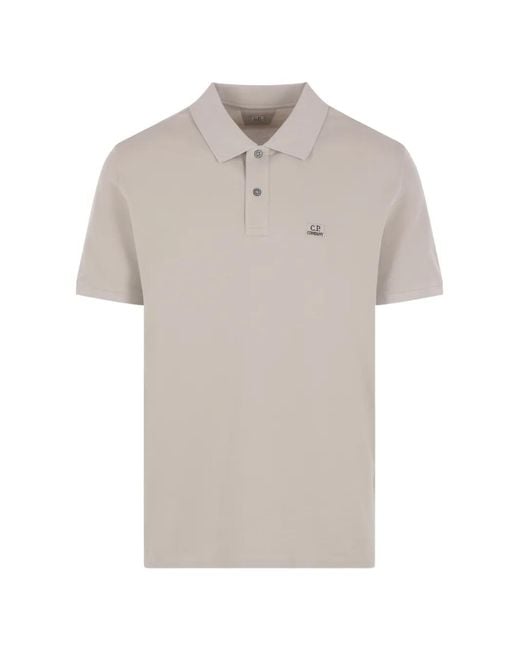 C P Company White Logo-Patch Polo Shirt for men