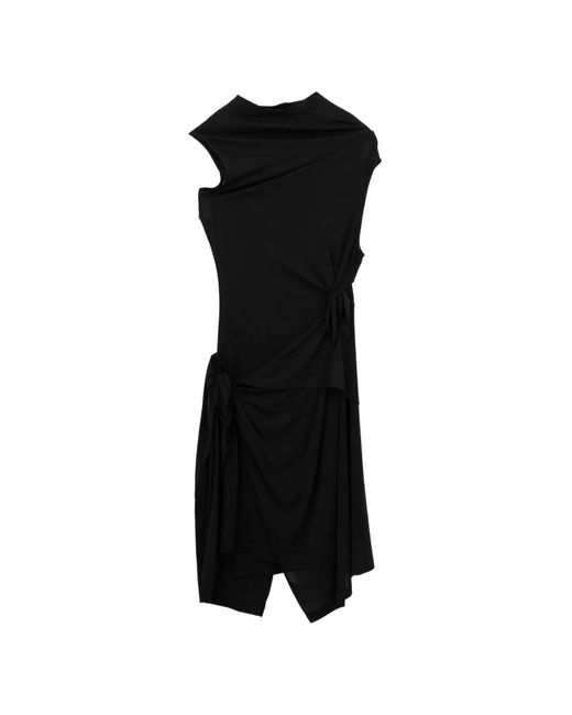 Helmut Lang Black Robe Asymétrique Drapée