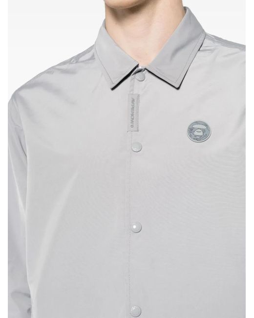 Aape By A Bathing Ape Gray Logo-Appliqué Shirt Jacket for men