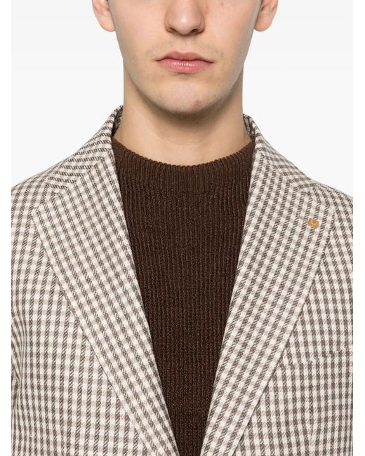 Tagliatore Natural Gingham-Pattern Single-Breasted Blazer for men