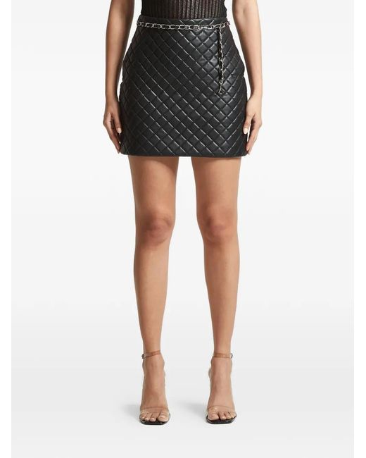Manière De Voir Black Quilted Chain Faux-Leather Mini Skirt