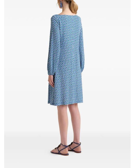 Maliparmi Blue Wide-Sleeve Mini Dress