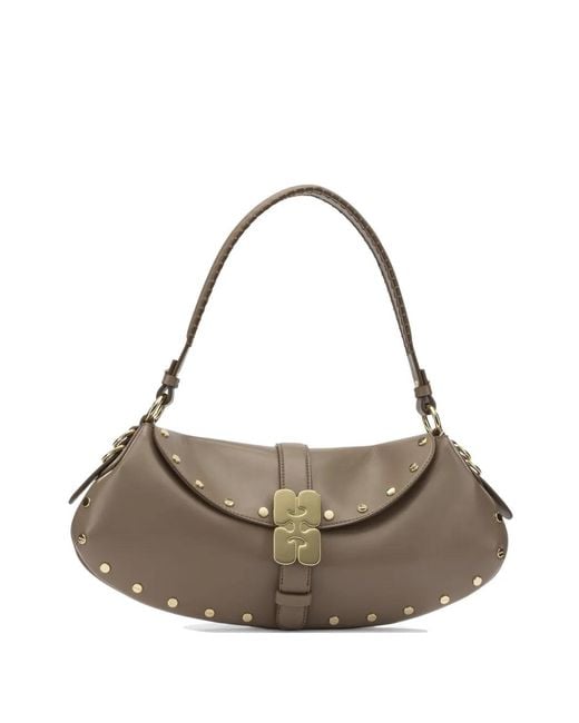 Ganni Metallic B-Kat Studded Shoulder Bag