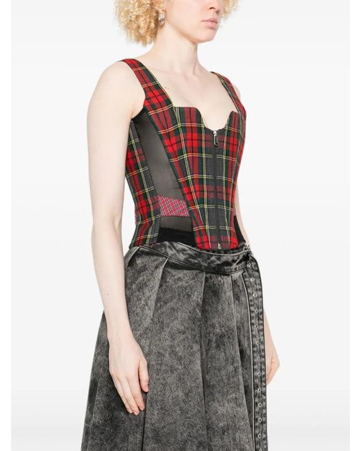 Vivienne Westwood Red Tartan Zip-Front Top