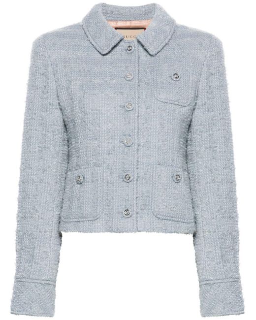 Gucci Blue Interlocking G-buttons Tweed Jacket