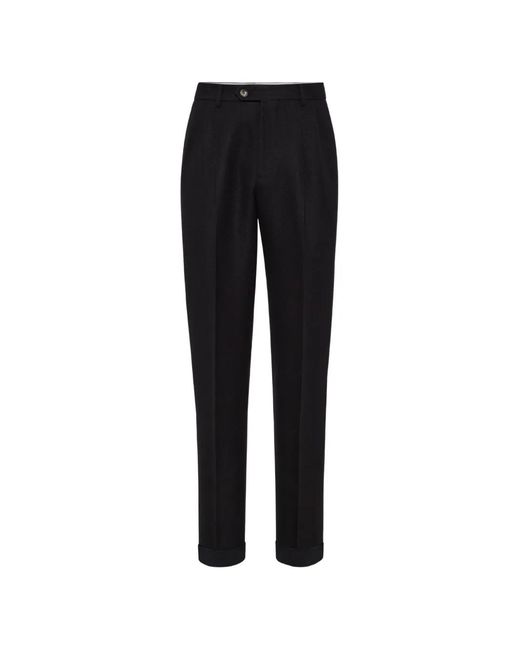 Brunello Cucinelli Black Pleated Trousers for men
