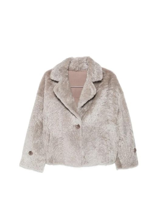 Manzoni 24 White Shearling Button-Up Coat