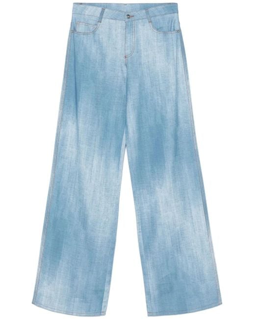 Ermanno Scervino Broek Met Denim Print in het Blue