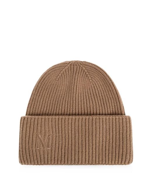 Max Mara Brown Ribbed Cashmere Beanie