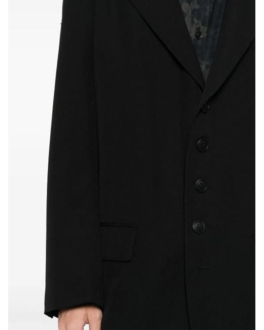 Yohji Yamamoto Black Notched Lapel Single-Breasted Wool Blazer for men