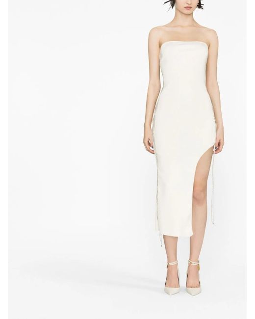 GIUSEPPE DI MORABITO White Lace-Up Midi Dress