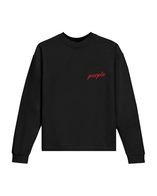 Purple Brand Black Logo-Embroidered Long-Sleeve T-Shirt for men