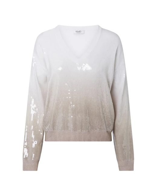 Liu Jo White Dégradé Sweater With Sequins