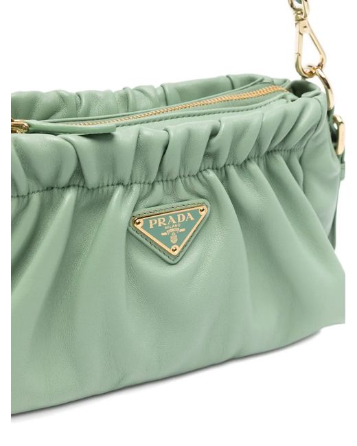 Bolso Shopper Con Logo Triangular Prada de color Green