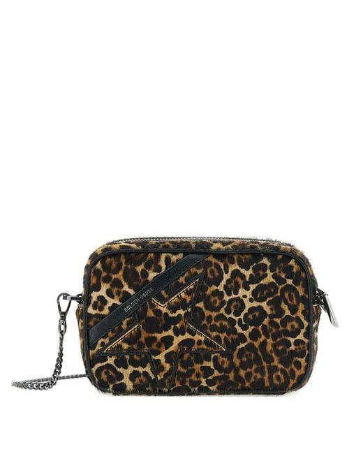 Golden Goose Deluxe Brand Black Mini Star Leopard-Print Shoulder Bag
