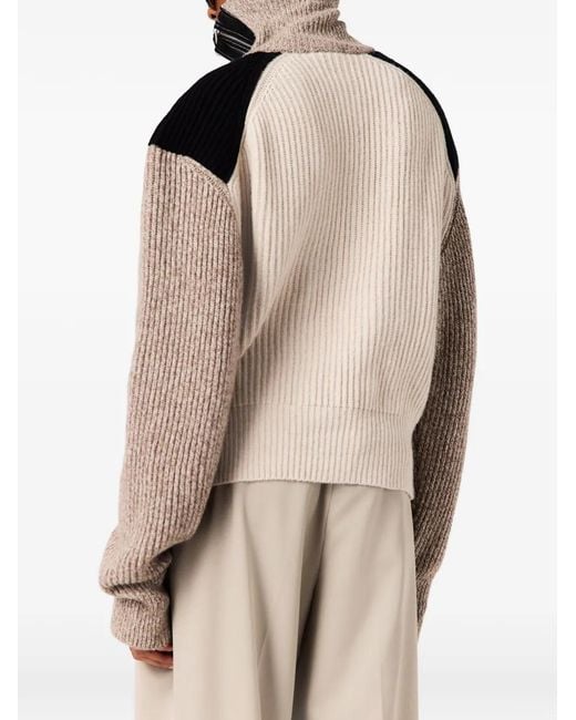 Stella McCartney Natural Zip-Panel Ribbed-Knit Sweater