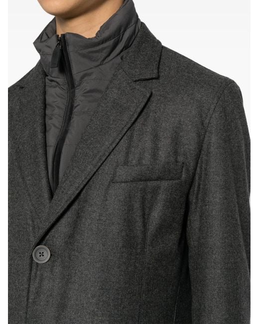 Herno Gray Hybrid High-Neck Single-Breasted Coat for men