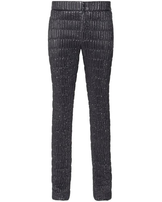 Ferragamo Blue Metallic-Finish Padded Trousers for men