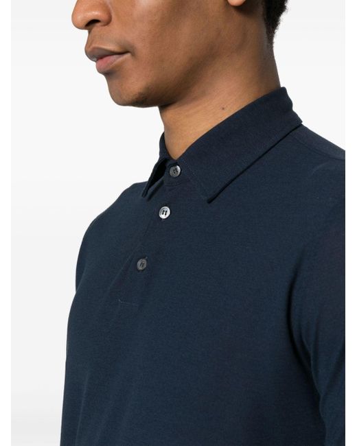 Zanone Blue Dyed Cotton Polo Shirt for men