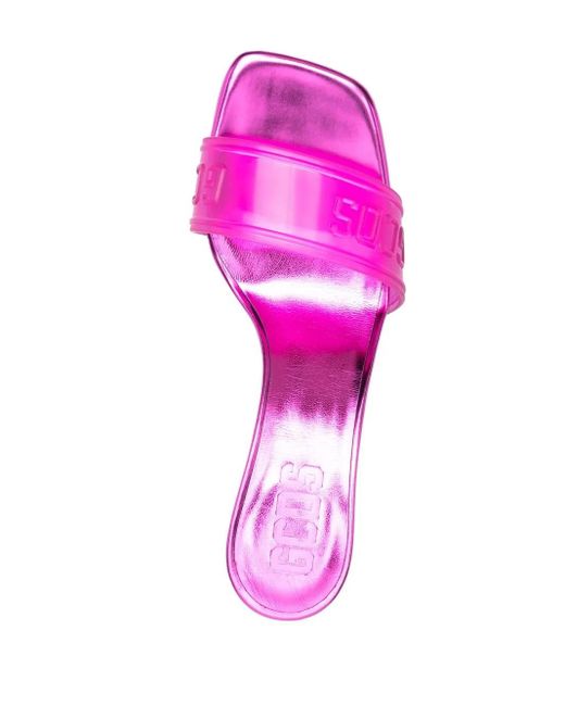 Gcds Pink Metallic Logo Sandals