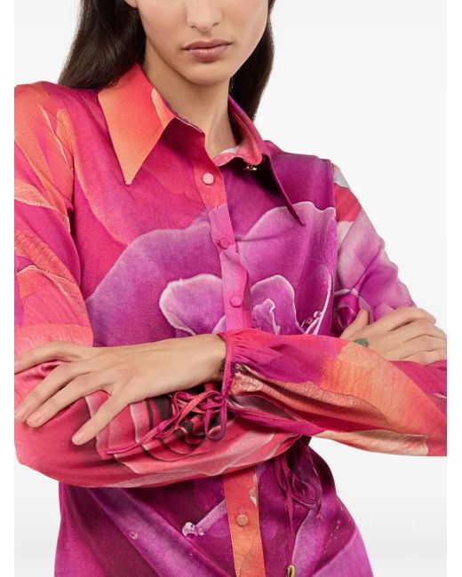 Roberto Cavalli Pink Kleid mit Blumen-Print
