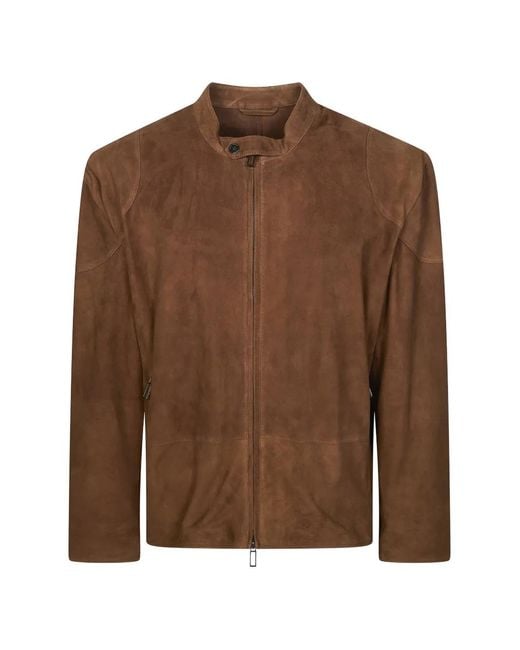 Paolo Pecora Brown Suede Biker Jacket for men