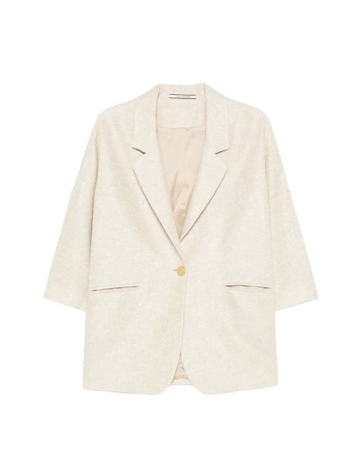 Tagliatore White Single-Breasted Three-Quarter-Sleeve Jacket