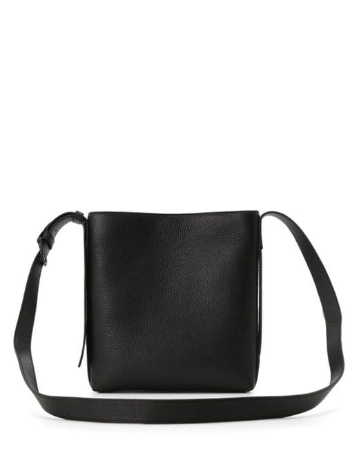 Agnes B. Black Leather Messenger Bag