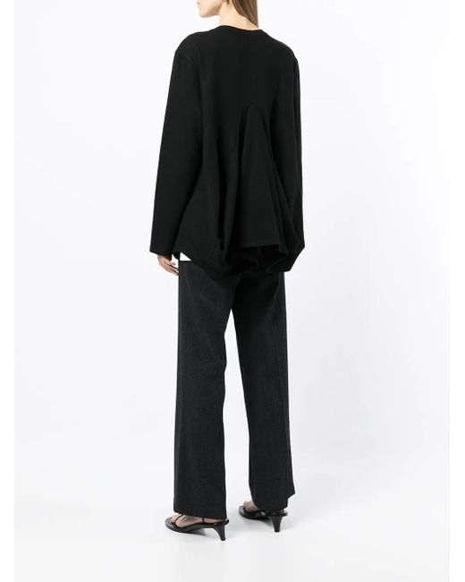 Goen.J Black Structured Draped Jersey Top