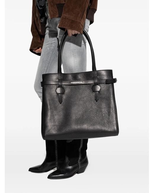 DSquared² Black Strap Leather Tote Bag