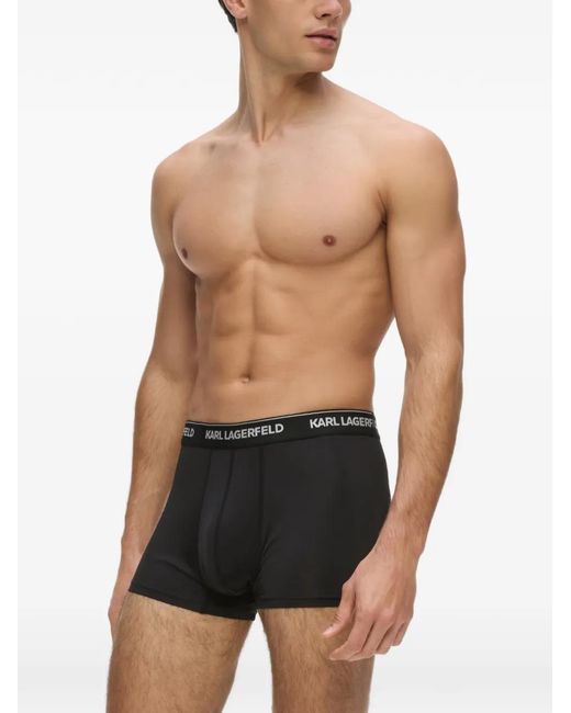Karl Lagerfeld Black Logo-Waistband Boxers (Set Of Three) for men