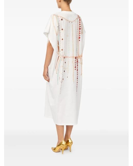 MM6 by Maison Martin Margiela White Bead Detailing Maxi Dress