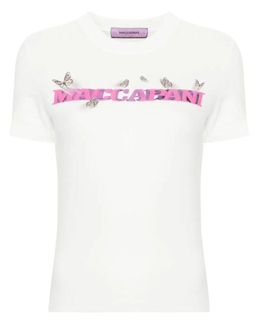 MACCAPANI White Logo-Print Cotton T-Shirt
