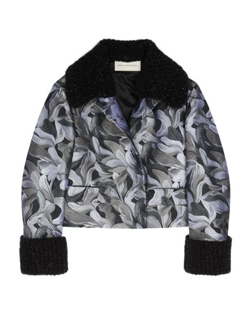 Dries Van Noten Black Floral-Jacquard Jacket
