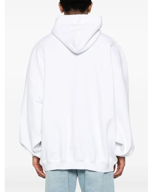 Vetements White Logo-Print Cotton-Blend Hoodie