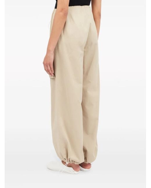 MM6 by Maison Margiela Natural Cotton Gabardine Wide-Leg Trousers
