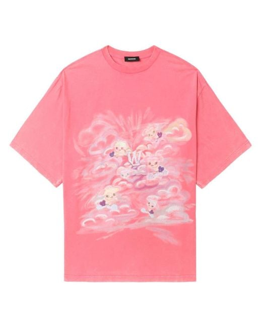 we11done Pink Graphic-print Cotton T-shirt for men