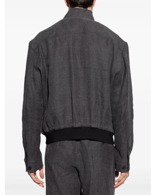 Giorgio Armani Gray Button-Up Bomber Jacket for men