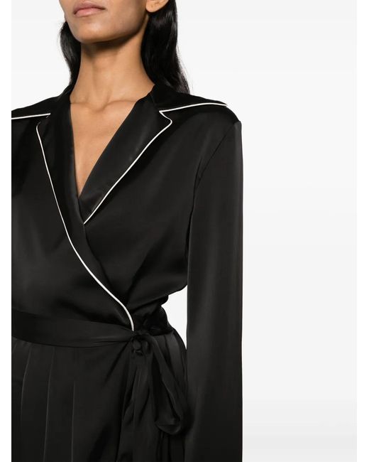 Philosophy Di Lorenzo Serafini Black Contrasting-Trim Wrap Midi Dress