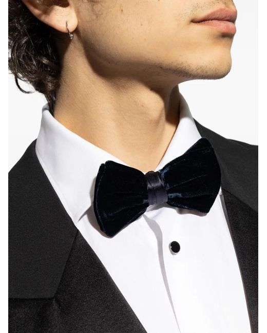 Giorgio Armani Black Hook-Fastening Velvet Bow Tie for men
