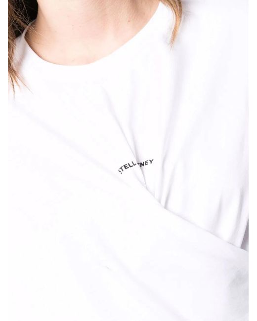 Stella McCartney White Twist Logo Print T-Shirt