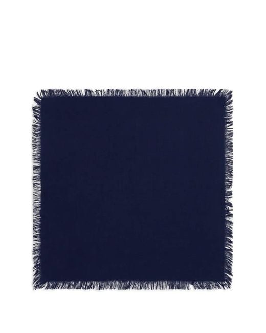Bompard Blue Fringe Twill Square Scarf